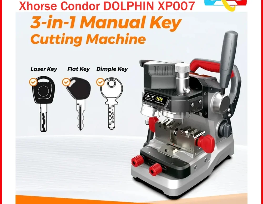 Original  DOLPHIN XP007 XP 007 Cutter 3-in-1 Manually Key Cutting Machine for Laser, Dimple and Flat Keys