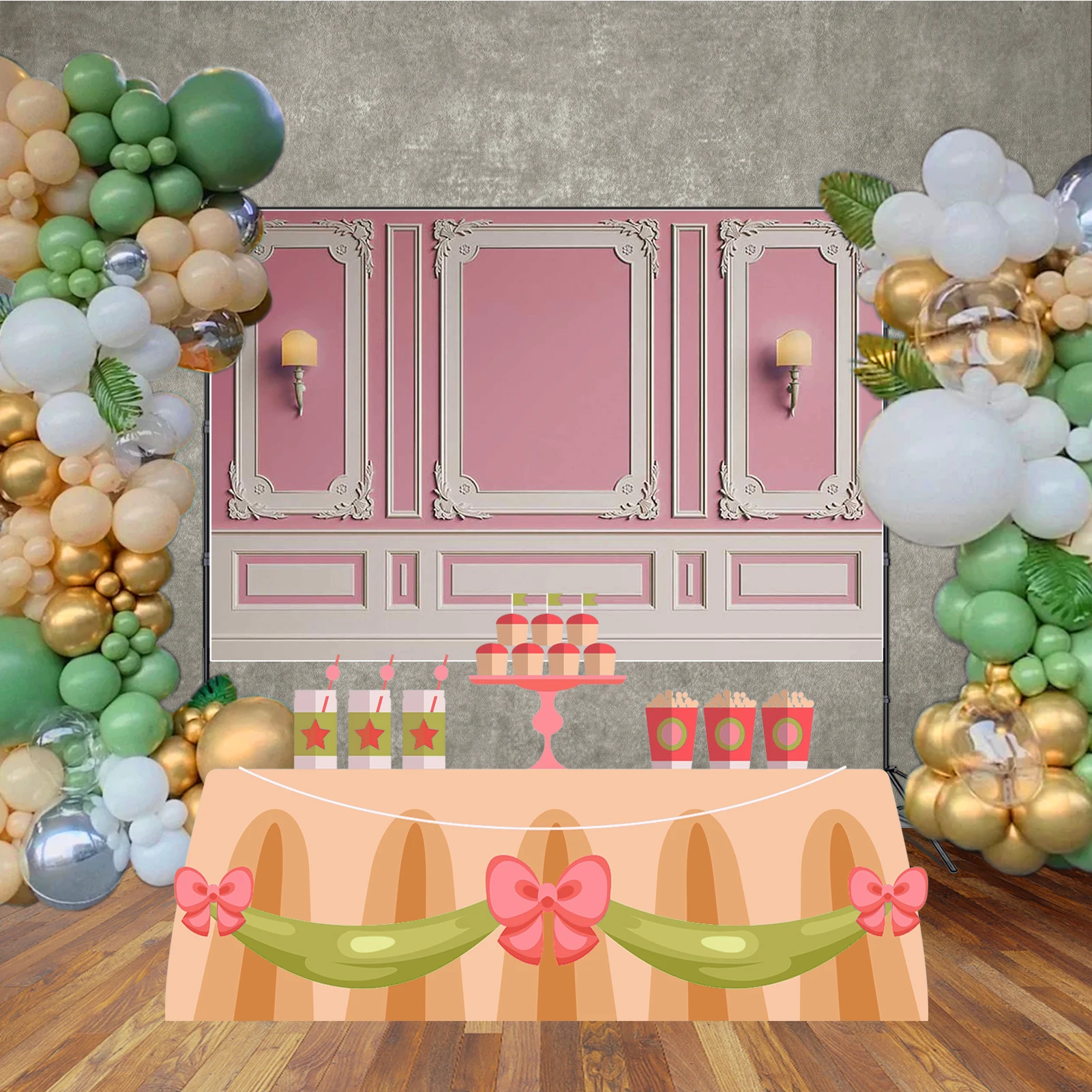 MOON.QG Retro Damask Tło Fotograficzne Ramka Ścienna Salon Różowe Fotobudka Tło Studio Fotograficzne Dziecięce Rekwizyty Fotobudki