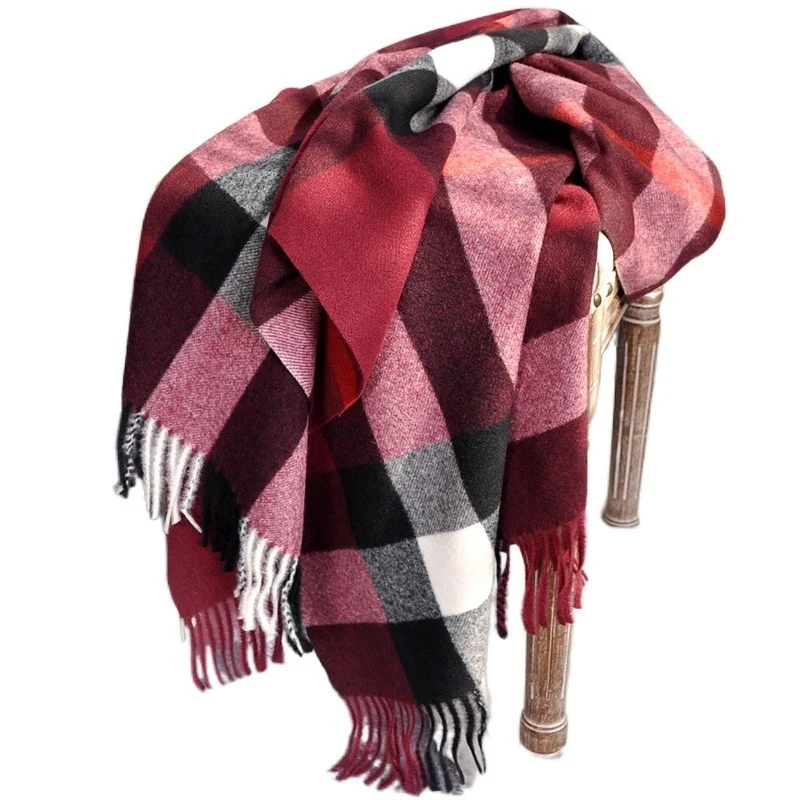 2024 Pamwallymensa Women\'s Scarf Winter Luxury Brand Tippet Scarves for Ladies  Plaid Shawls Warm British Style Thicken Man