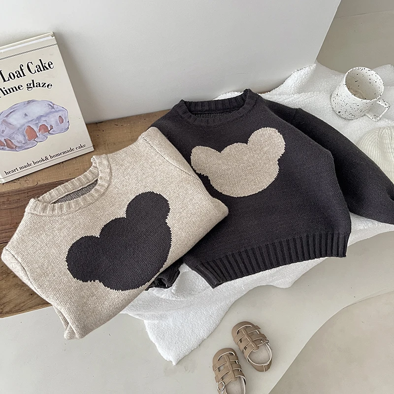 Spring And Autumn Newborn Baby Boys Sweater Cotton Long sleeved Cartoon Bear Korean Fashion Soft Thickened Casual