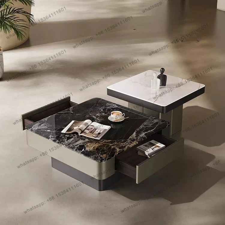 

PModern minimalist black and white with generous coffee table with drawers Home minimalist square coffee table