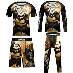 New Kid MMA koszulka kompresyjna + tant Rashguard Kids 4 sztuk/zestaw siłownia sportowa spodenki Muay Thai dzieci Boy Jiu Jusit Bjj odzież MMA