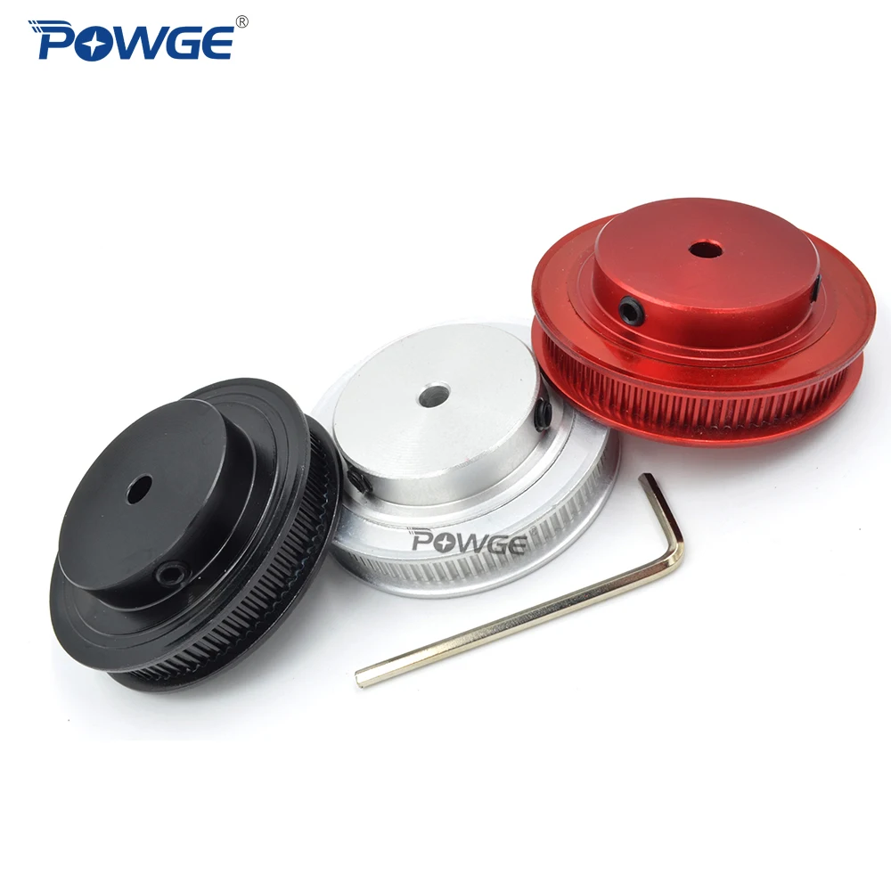 POWGE VORON Black Red Anodized 80 Teeth 2MGT/2GT synchronous Pulley Bore 5mm for width 6mm GT2 Timing Belt Wheel 80Teeth 80T