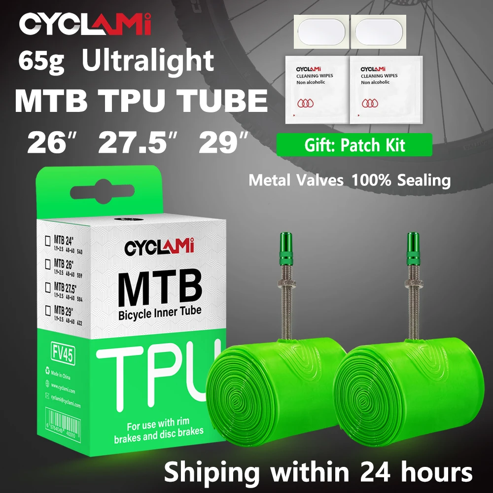 

CYCLAMI Ultralight Bike Inner Tube 26 27.5 29 Inches MTB Bicycle TPU Material Tire 45mm French Valve Super Light Anti-Oxidation