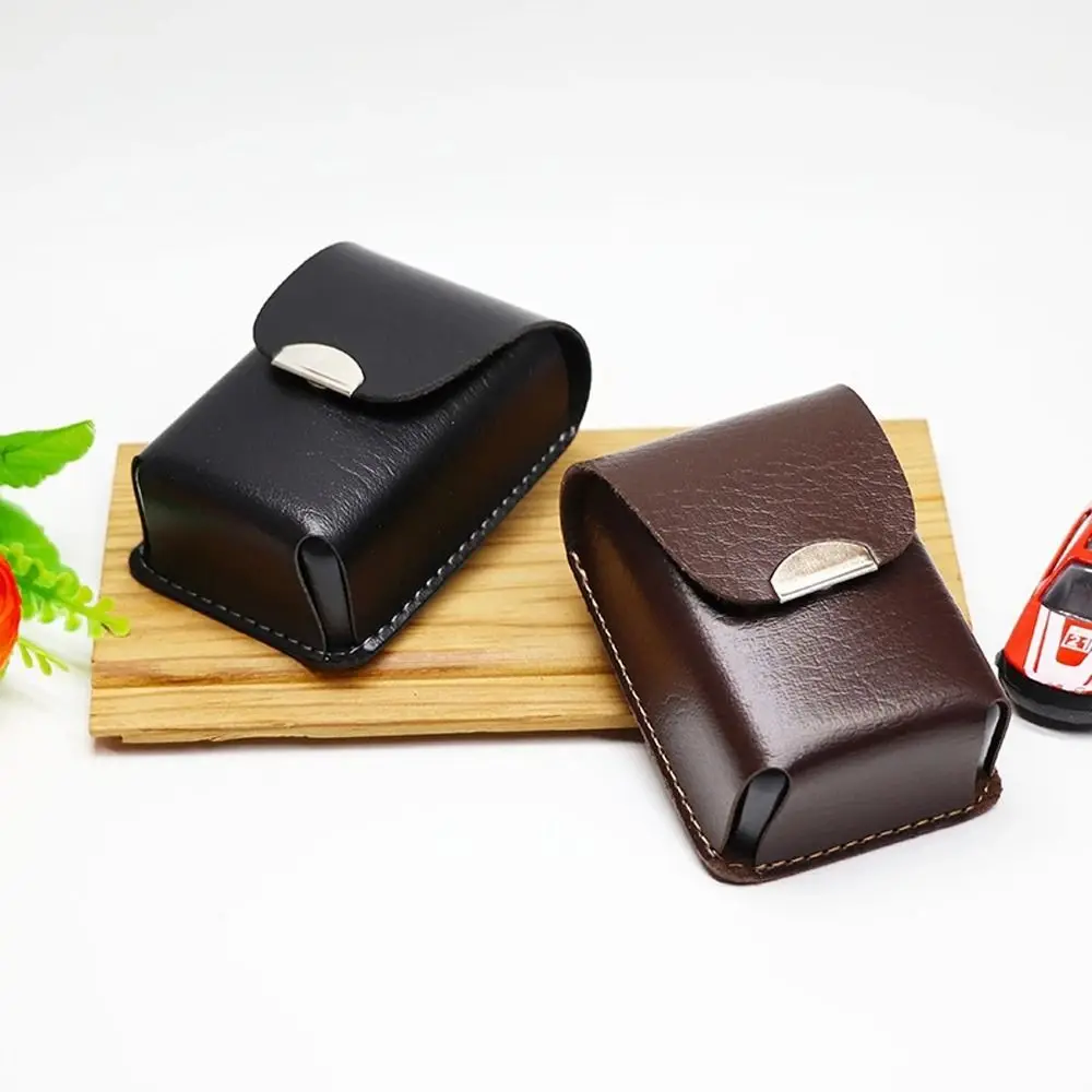 Elderly Folding Reading Glasses Glasses Case Wearable Belt Suction Iron Glasses Leather Case Oil Edge Old Sight Glass Case New