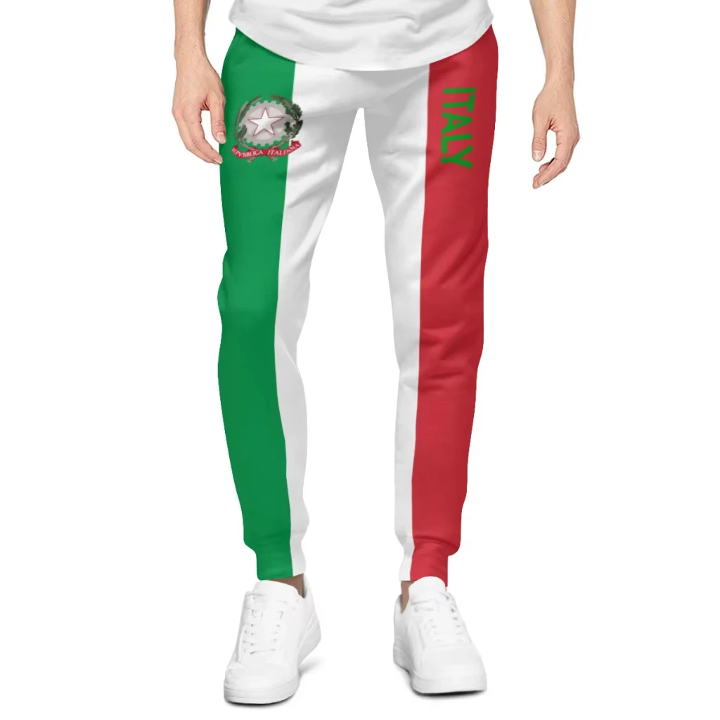 

Italy Vertical Tricolor Flag Drawstring Sweatpants Side Vertical ITALY Print Unisex Street Sport Casual Training Cuffed Joggers