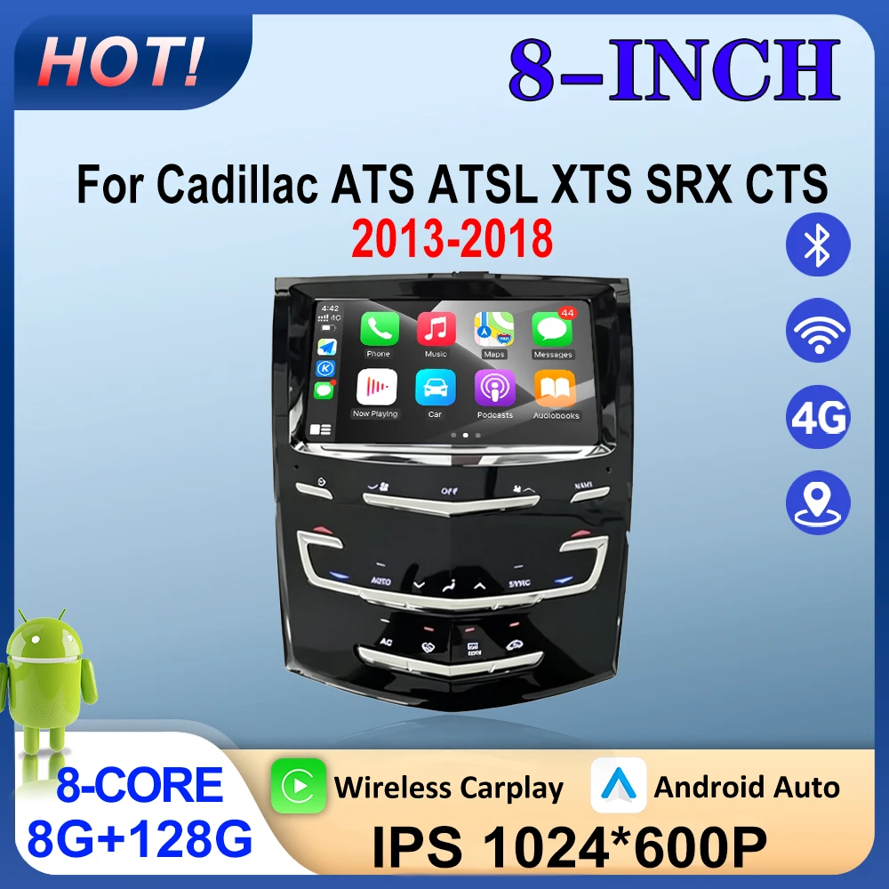 Wireless Carplay Car Radio For Cadillac ATS ATSL XTS SRX CTS 2013-2018 Navigation GPS Auto Lntelligent Multimedia Player BT