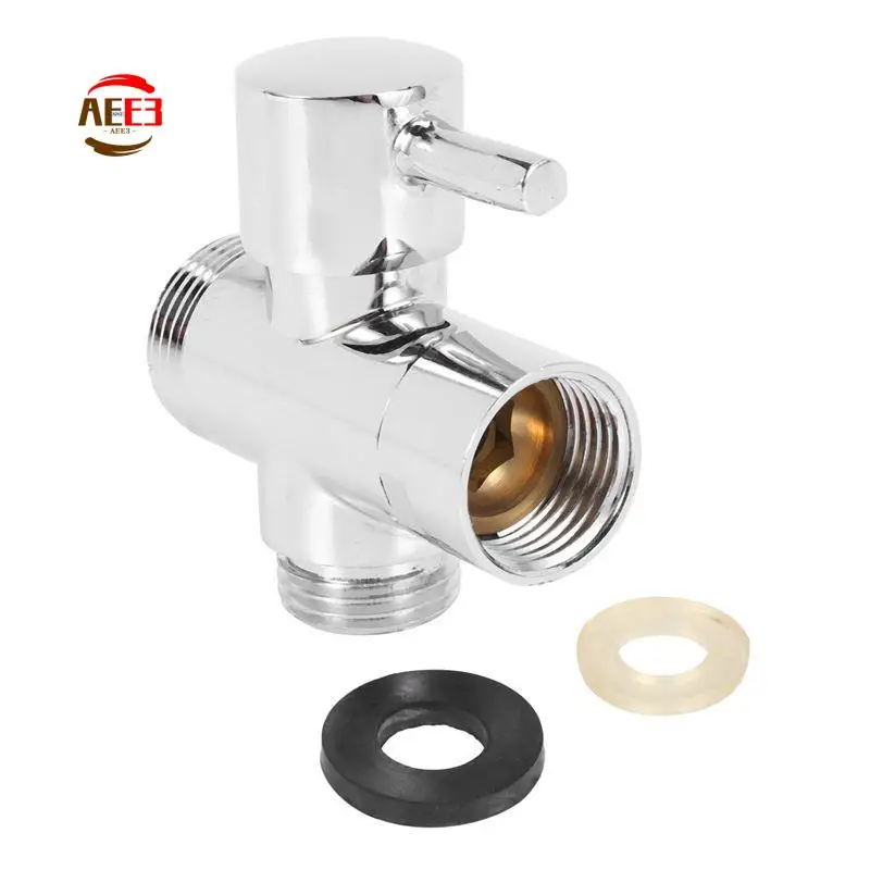 AEE3-SOLID Diverter 3-Way Diverter Valve All 1/2 Inch IPS Shower System Spare Part, Copper Chrome Plating