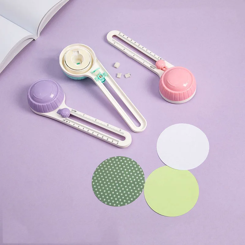 

Macaron Color Circular Paper Cutter Scrapbook Cards Circle Shape Cutter 360 Rotary Circle Cutter Manual DIY Round Cutting Knife