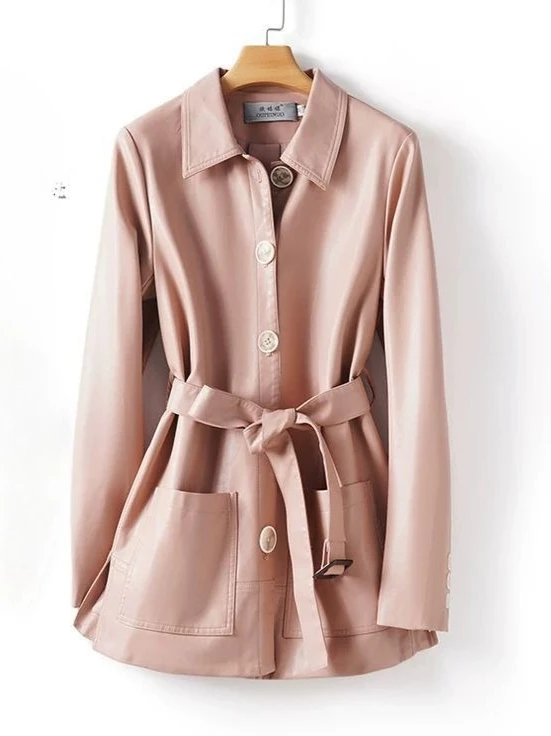 2025 primavera e outono jaqueta de couro feminina viajando jaqueta de couro com alça slim fit