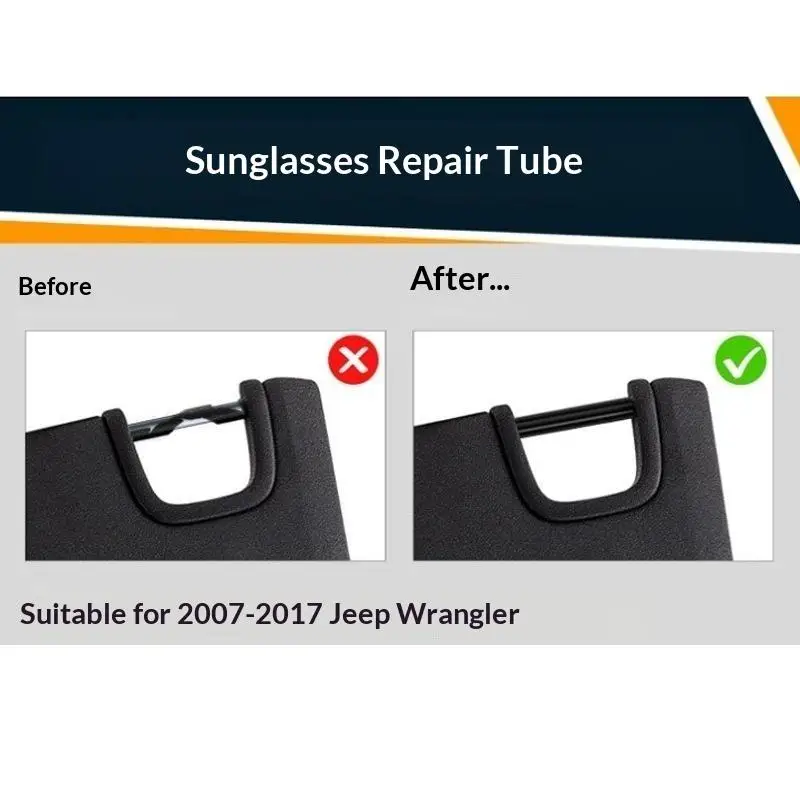 New Sun Visor Repair Tube Kit For Wrangler JK JKU 2007-2017 Driver Passenger Side Sun Visor Repair Tube Kit