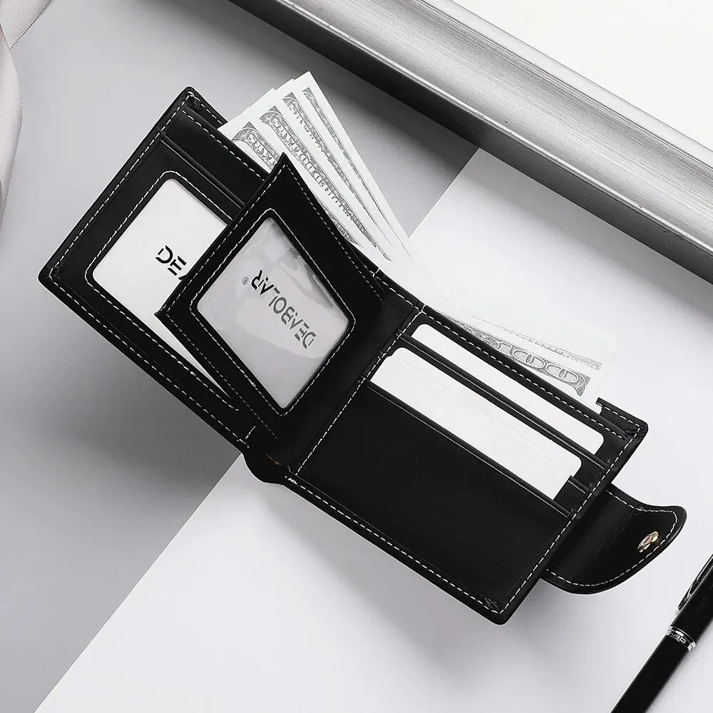 New Men's Wallet Short Multi-Function Multi-Card Slot Metal Bull Label Luxury Wallet Zipper Designer Small Slim Wallet