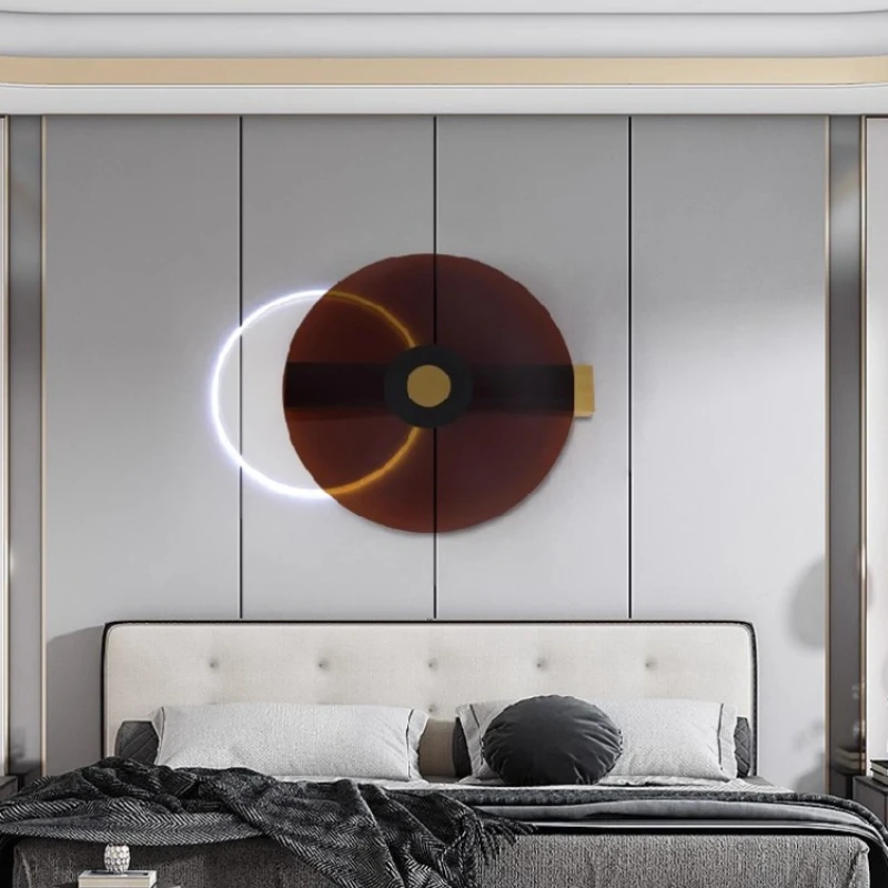 Nordic Creative Circular Disk Luminous Wall Lamps Decorative Painting Living Room Sofa Background Wall Bedroom Lighting Fixtures