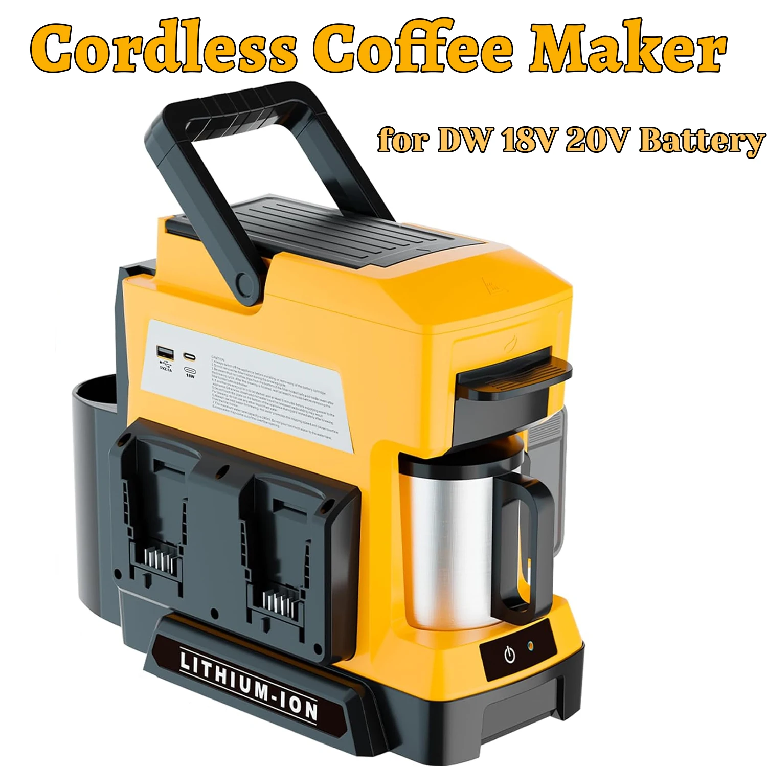 Portable Cordless Coffee Maker For DW 20V MAX Battery 3 Brewing Modes Drip Coffee Machine For Camping Jobsite Tool Only