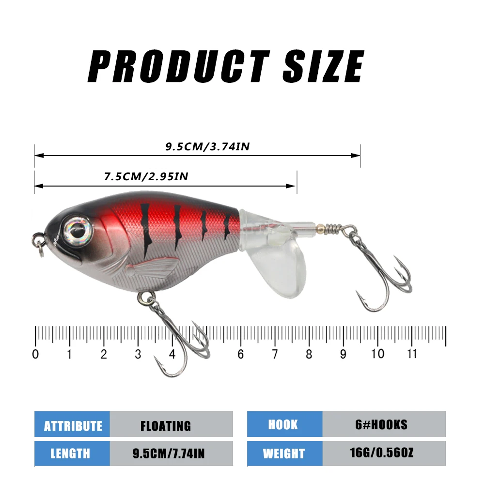 1pc Topwater Fishing Lure 11g/16g Whopper Popper Wobbler Artificial Hard Bait Bass Popper Soft Rotating Tail Fishing Tackle
