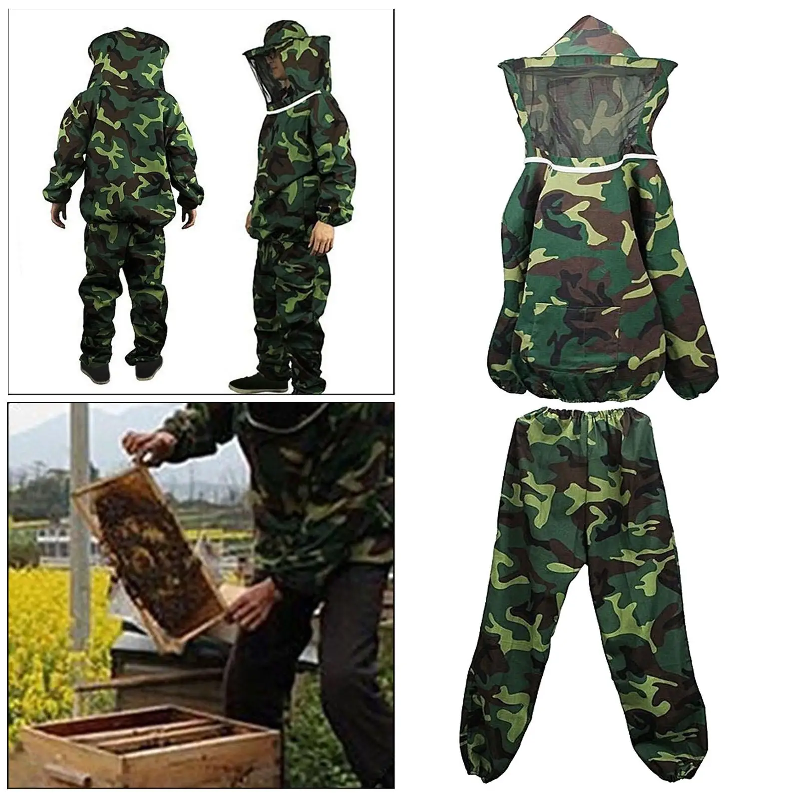 Woman Man Beekeeping Suit Ventilated Mesh Hood Outfit Beekeeping Protective