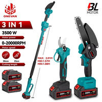 ONEVAN 3 IN 1 Brushless Telescoping Pole Electric Chainsaw 3500W High Branch Scissor Gardening Power Tool For 21V 18V Battery