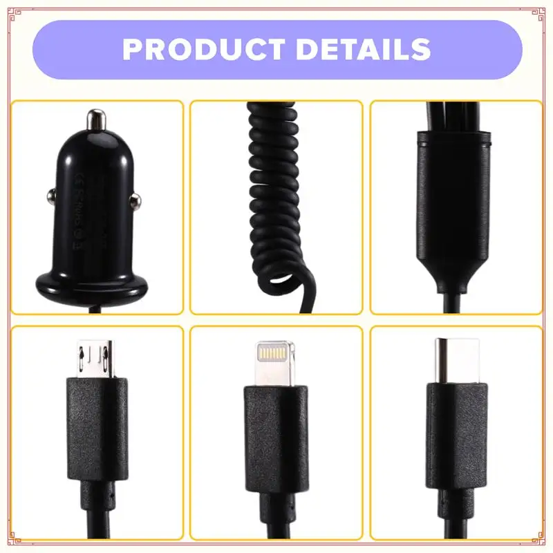 Type-C لشحن الهاتف العالمي IOS Android شاحن سيارة 3 واجهة ملحقات مهايئ شاحن الطاقة التلقائي