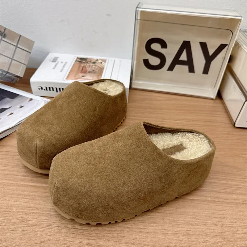 2025 Spring Autumn Women Platform Flats Mules Slippers Fashion Cover Toe Slides Vintage Casual Party Female Shoes