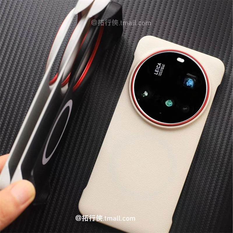 حافظة لهاتف Xiaomi 15 Ultra 14 MagSafe مغناطيسية فاخرة من جلد البولي يوريثان غطاء رفيع ورقيق بدون حدود لهاتف Xiaomi 14 Ultra Mi 15Ultra 5G