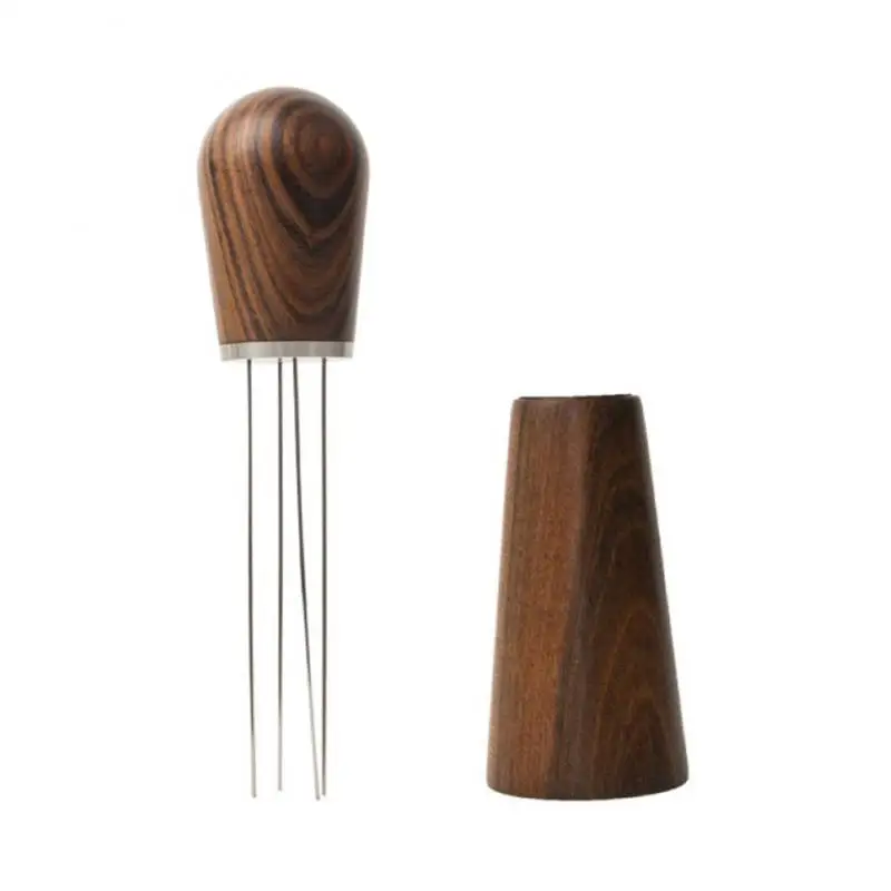 BEARR Four-needle Coffee Tamper Wooden Seat Espresso Machine Cloth Powder Needle Coffee Powder Distributor LevelerTool