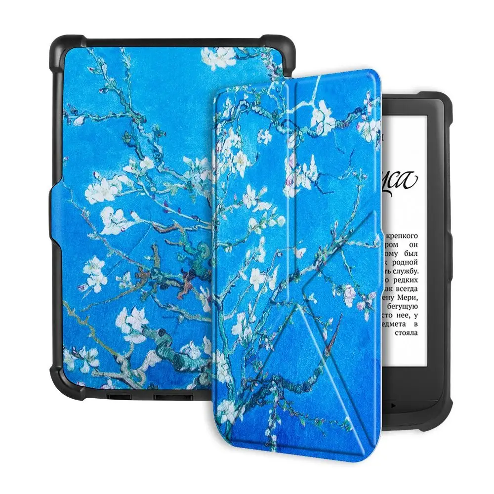 Auto Sleep/Wake 6 Inch E-Reader Case Multi-Folding Stand Airbag Back Cover for PocketBook Touch Lux 5 4 HD 3 616 627 632