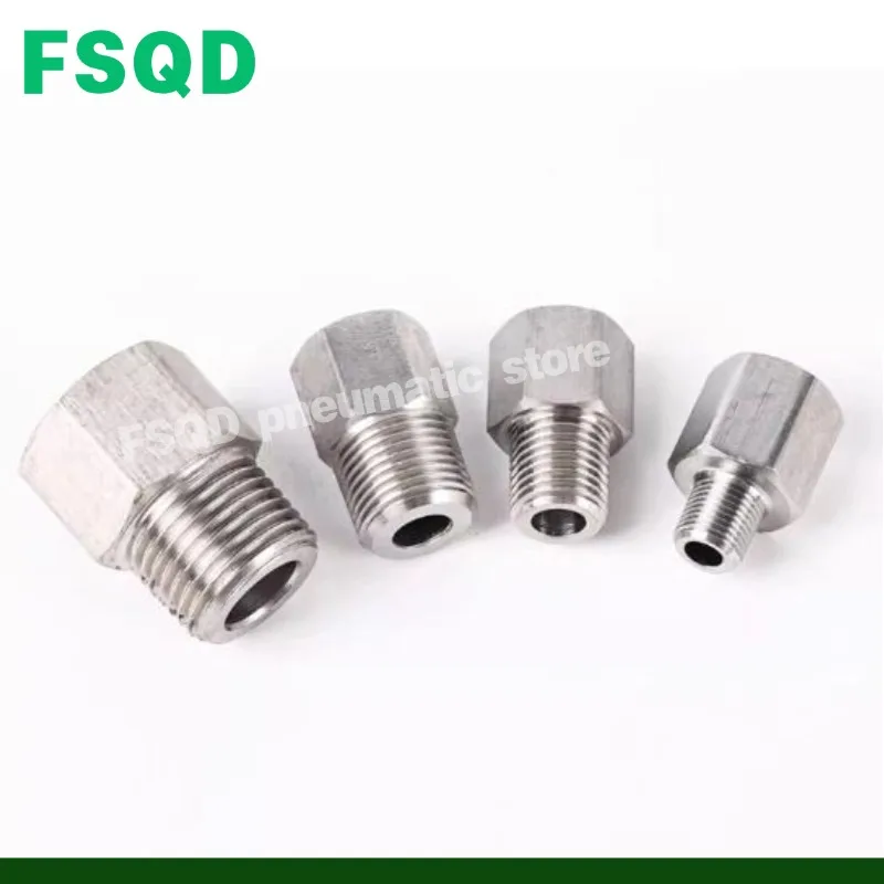 1/8” 1/4” 3/8” 1/2” 3/4” Female to Male Thread Conversion Joint For Pressure Gauge Variable Dia 304 Connector 50PCS