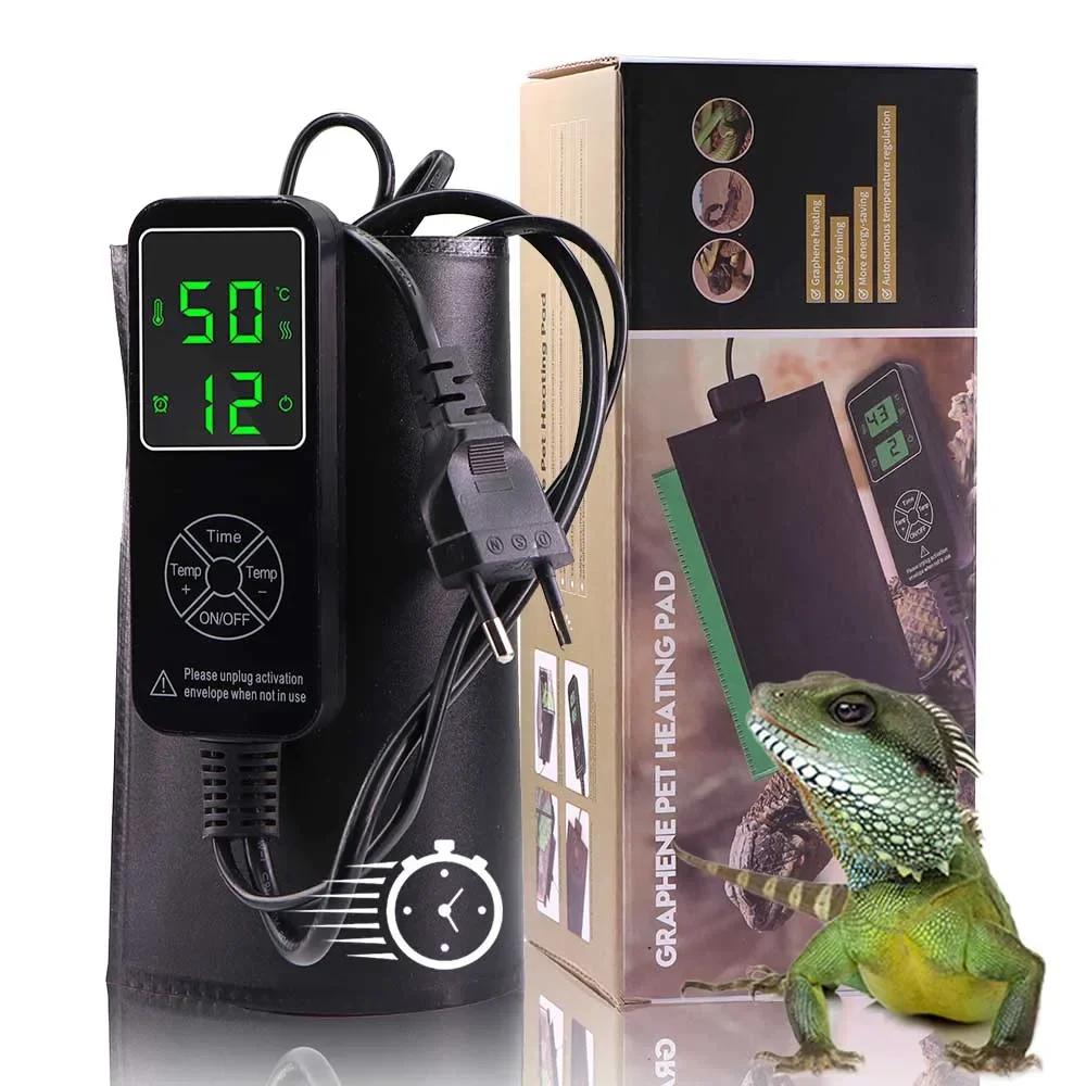 

5-137W Reptile Heat Mat Timed Adjustable Temperature Controller Pets Plants Heating Pad Indoor Greenhouse Garden Plant Seedling