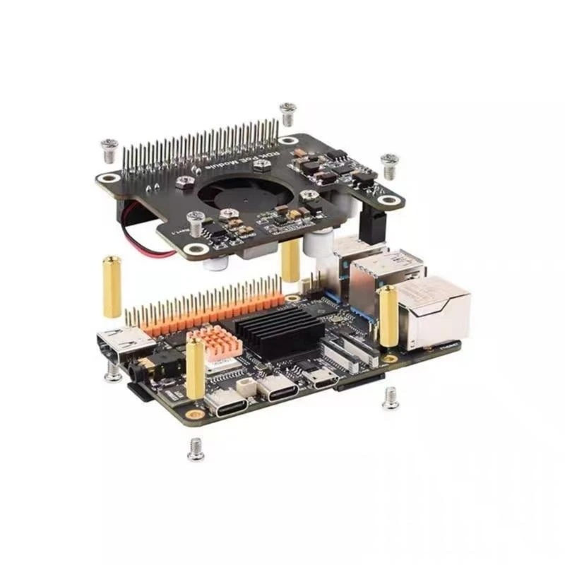 Power Over Ethernet Board expansión para RPI 5 con disipador térmico metal ventilador enfriamiento