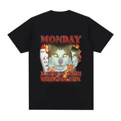 Zabawny Monday zostawił mi złamany kot Meme graficzny T-Shirt męski bawełniany T-Shirt z krótkim rękawem moda Vintage oversize shirty