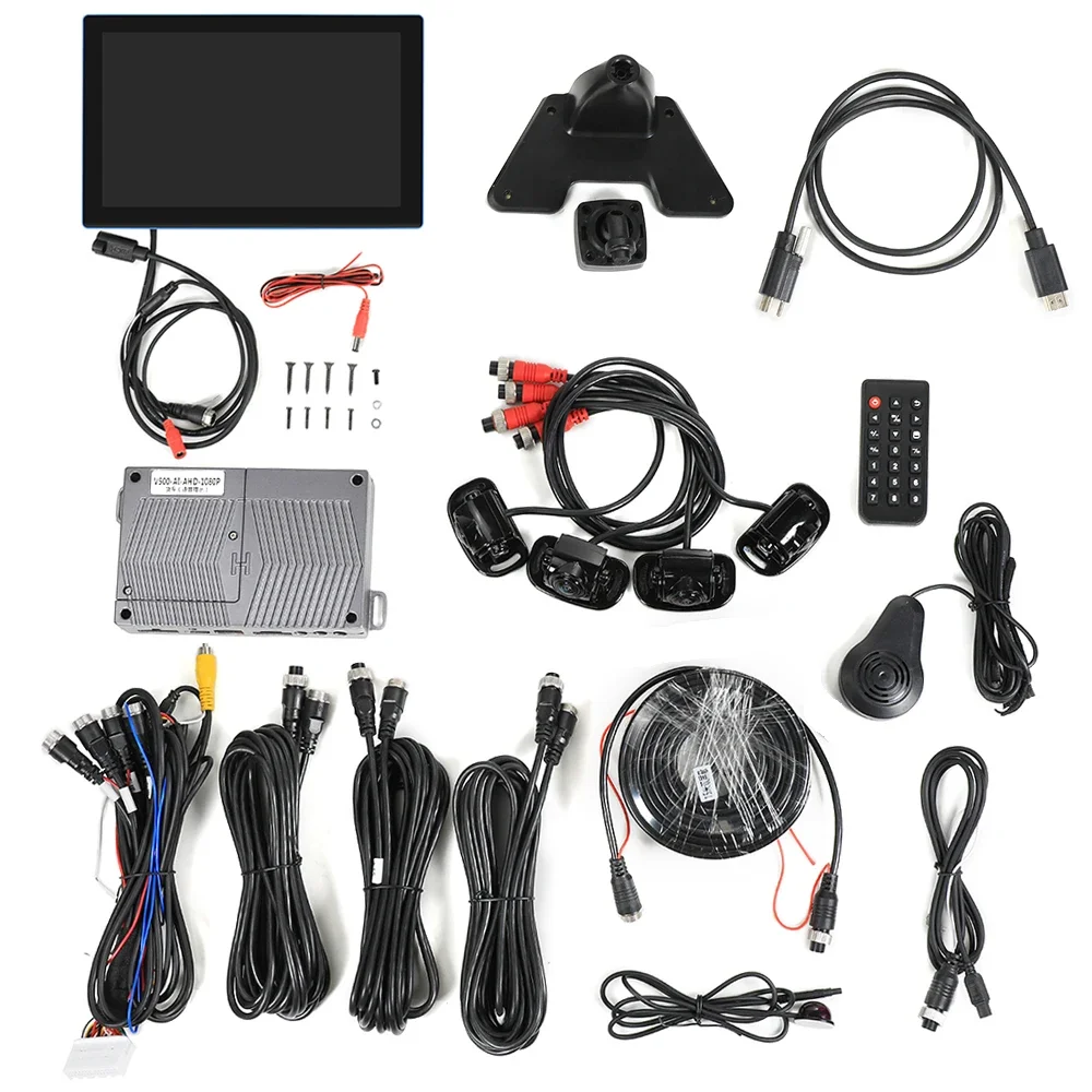 360° Panoramic Camera For Bus RVS AI Function With 3D HD Display 1080P Recorder Universal Vehicle Rearview Split Monitor