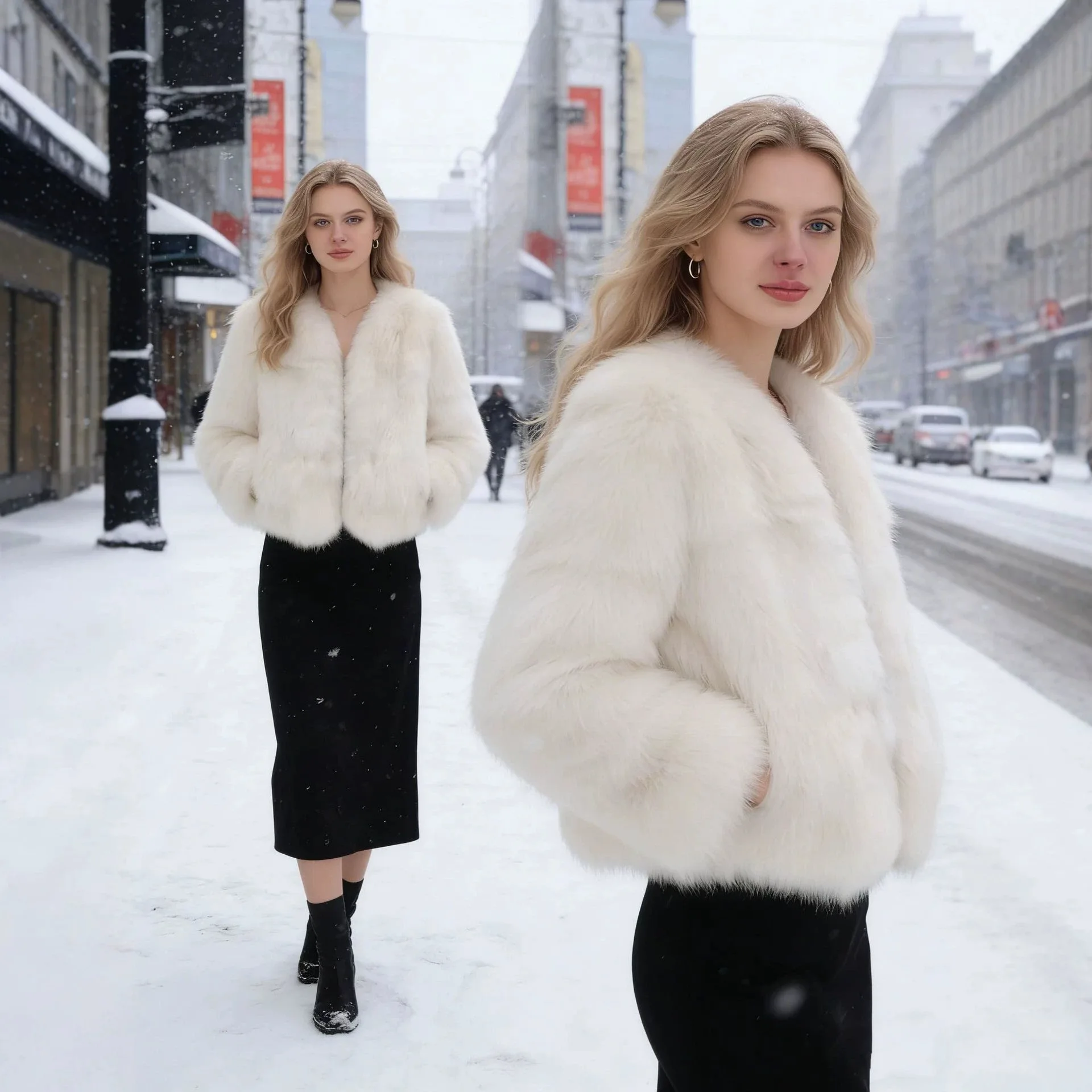 Women Faux Fur Short Coats Jackets Turn Down Collar Solid Coat Thick Warm Y2k Streetwear Jacket Casual Outerwear Autumn Winter