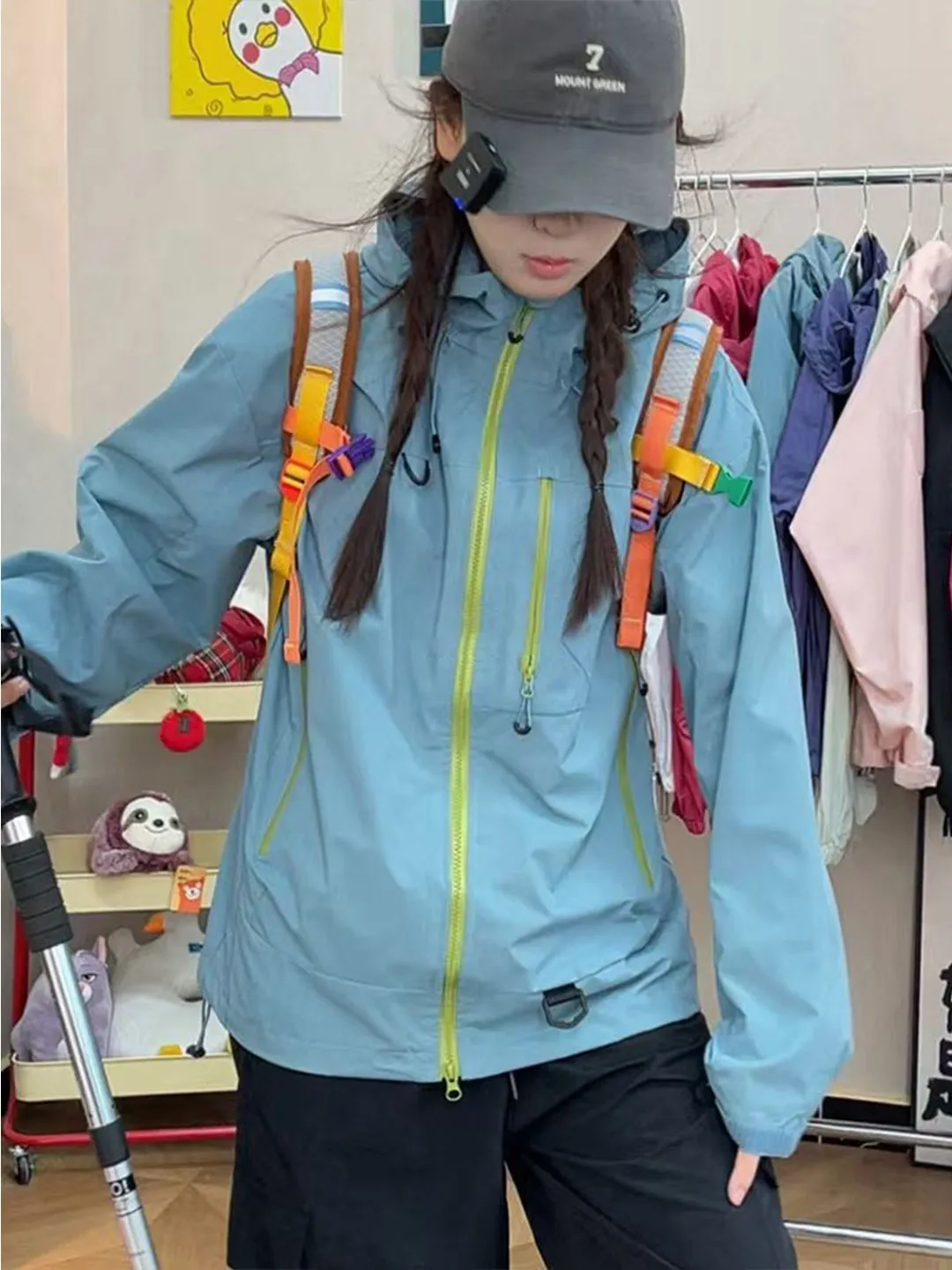 Dopamine Men's Spring Autumn Anti-Wind Waterproof Workwear Jacket Outdoor Functional Climbing Coat with Hat Three-Proof