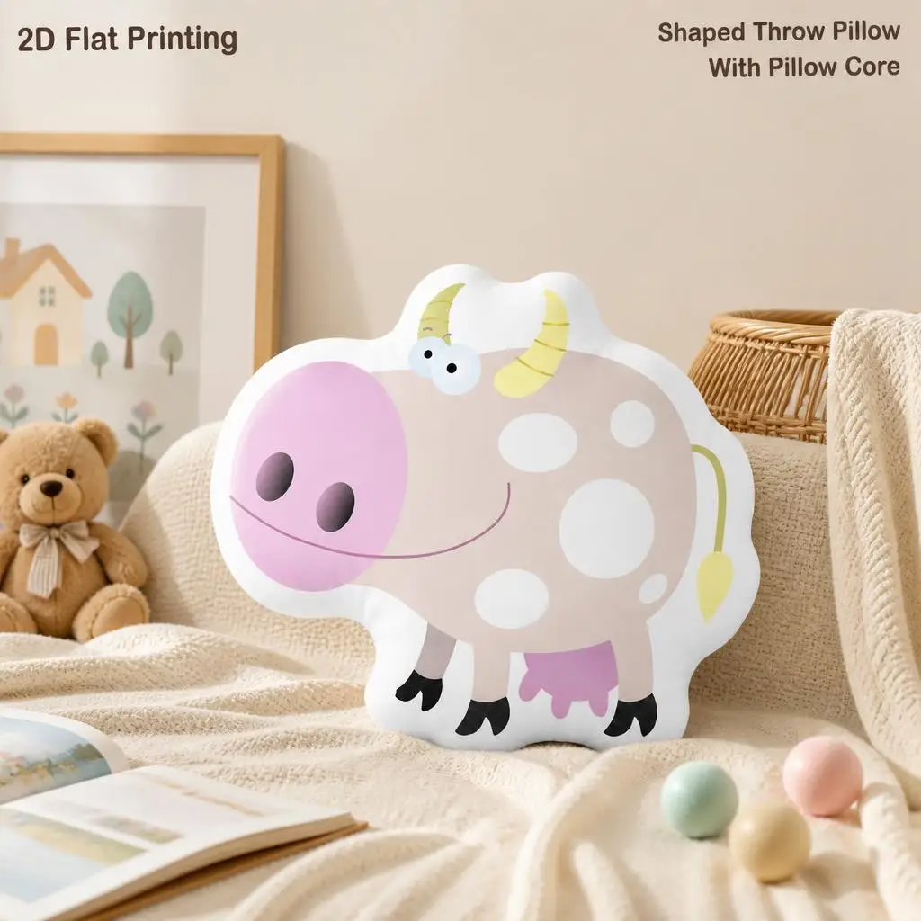 Cartoon Cow Farm Animal Lovers Gift Plush Pillow Cushion Irregular Stuffed Throw Pillow Home Decor Gift Sofa Bed Home