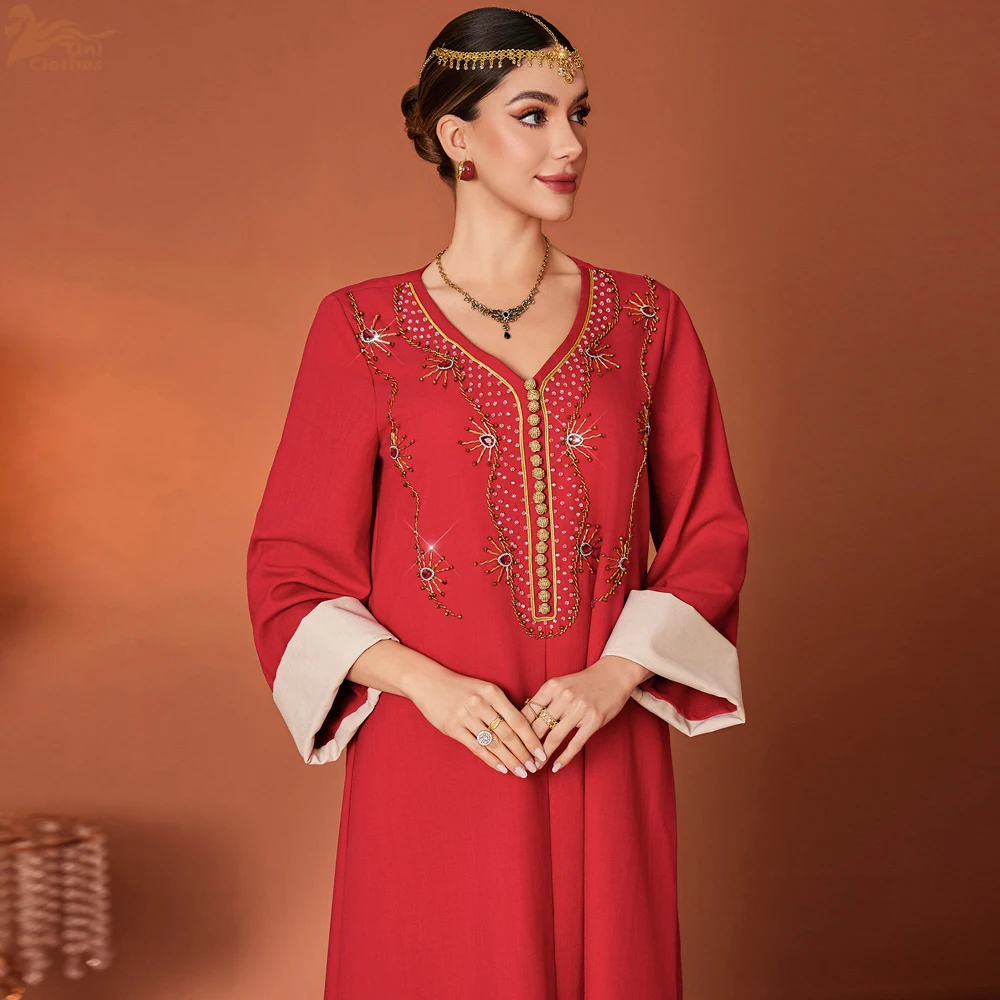 

Рамадан Ид Абая Дубай Роскошная арабская мусульманская молитвенная одежда Женщины Kebaya Кафтан с бриллиантами Платья Ислам Robe Femme Musulmane