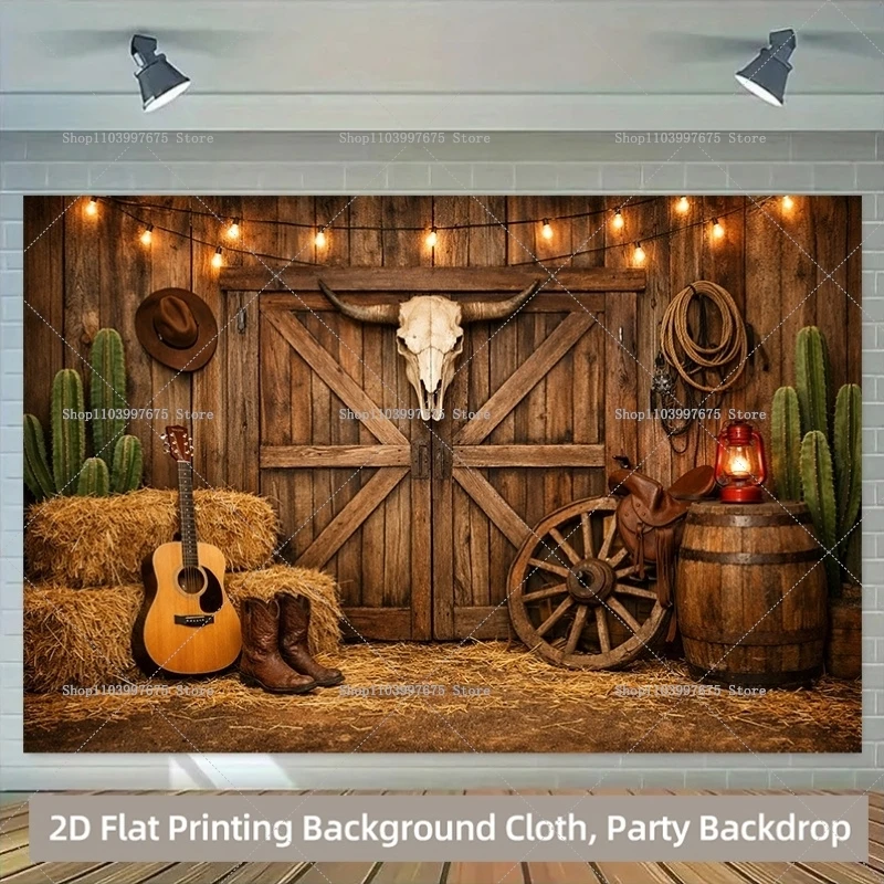 Western Cowboy Backdrops Country Style Party Decorations Photography Background Banner Studio Booth Props Party Supplies