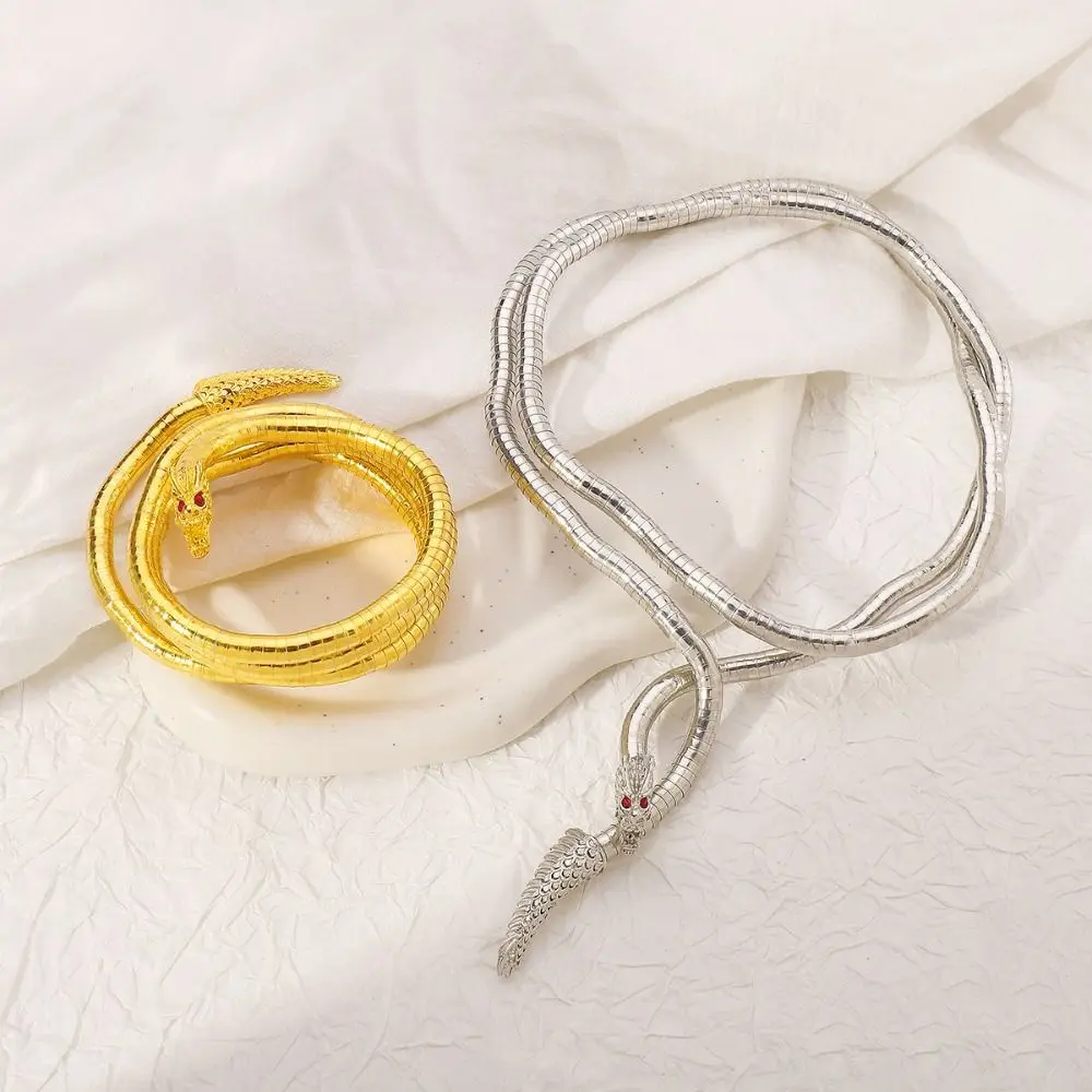 Creative Gift Alloy Bendable Snake Dragon Twistable Flexible Choker Jewelry Accessories Gold Color Bracelet