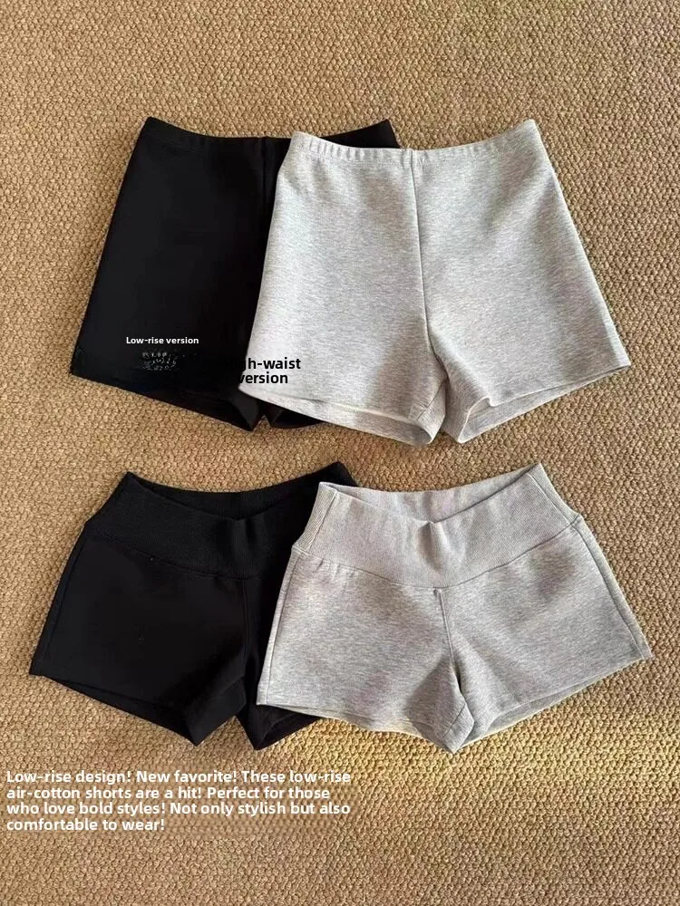 Grey Low Waist Sports Shorts Women Summer Thin New Outwear Large Size Fat MM Three-quarter Length Slimming Hot Pants