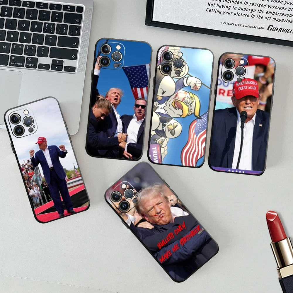 Hot D-Donald Trumpes Phone Case For iPhone 15 14 13 12 11 X XR XS XSMAX 8 7 Plus Mini Pro Max Soft Black Phone Cover