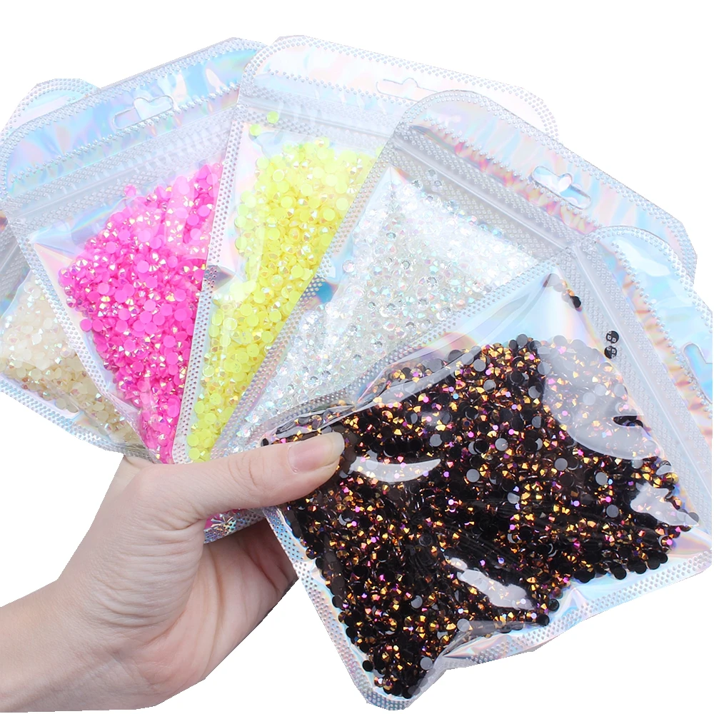 

Resin Rhinestones 5000pcs 4mm Flatback Many Colors To Choose Round Glue On Diamonds For DIY Nails Art Decorations