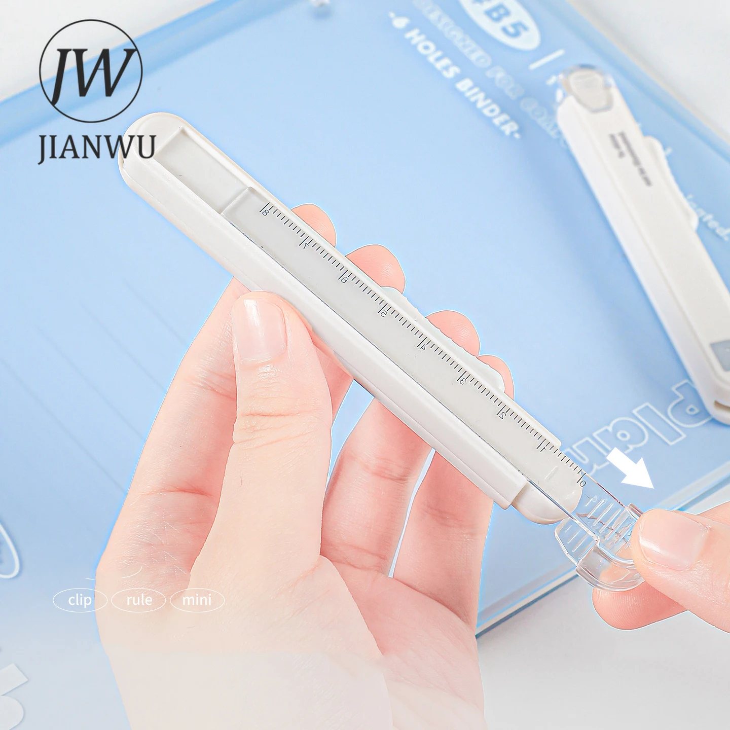 JIANWU Multifunzionale Due-in-one Forbici Righello Utilità Coltello Ufficiale Materiale Utensile da Taglio Creativo Studente Forniture di Cancelleria