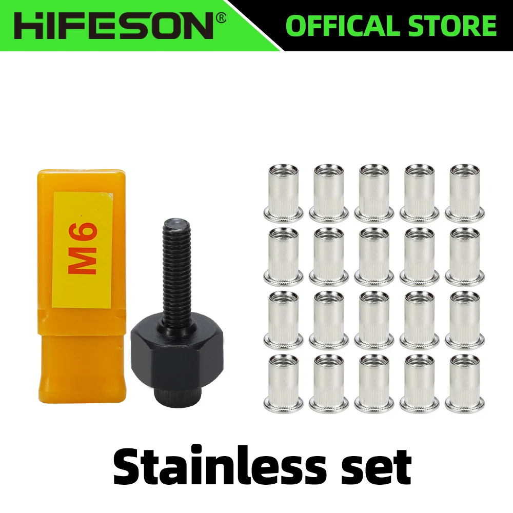 21pcs Hand Rivet Nut Gun Stainless Nuts Set Riveter Tool M3 M4 M5 M6 M8 M10 For Rivet Nut Gun Riveting Riveter Tool