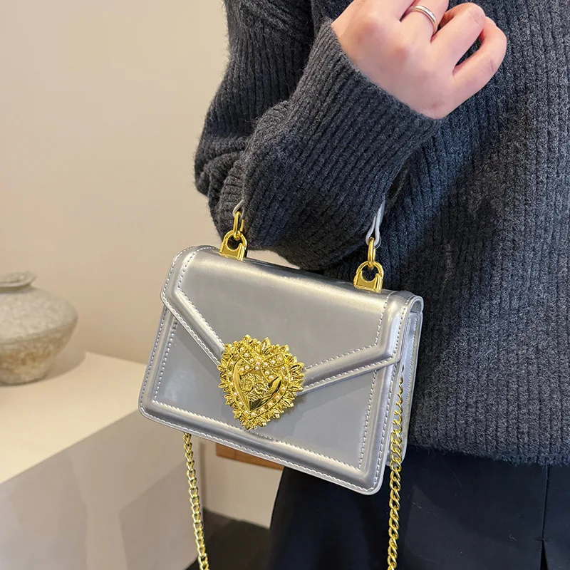 

Flap Top Handle Bag, Minimalist Square Shoulder Purse, Women's Chic Crossbody Day to Night Tote, Luxe Sling Bag, Casual Leather