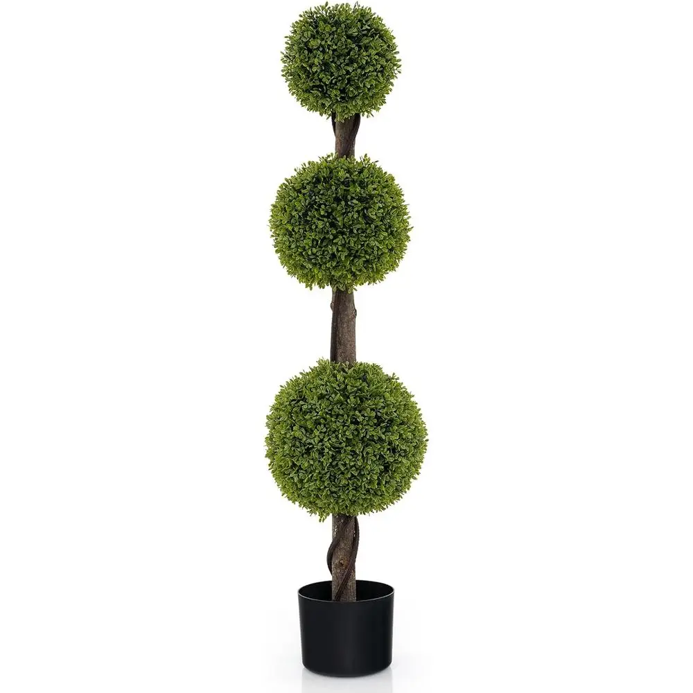 

Искусственный шарообразный куст из самшита, горшечное растение с утяжеленным горшком, тройной шарообразный вечнозеленый топиарий для дома и улицы