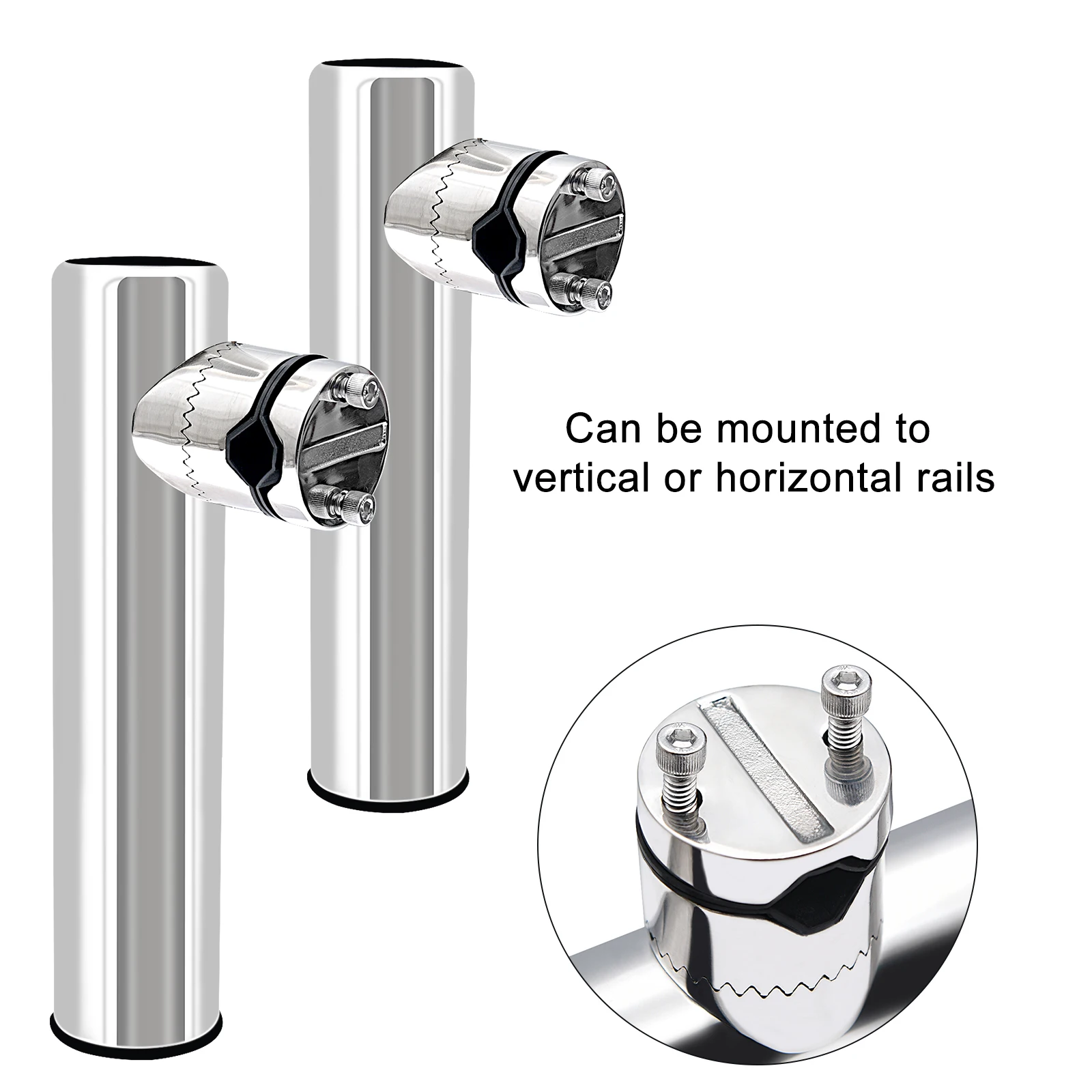 adjustable boat rail mount fishing rod pole holders - pair Pactrade Marine Marine Black Plastic Holde The included mounts and stainless fasteners allow for placement on rails or surfaces Pontoon Rail - 4 Place