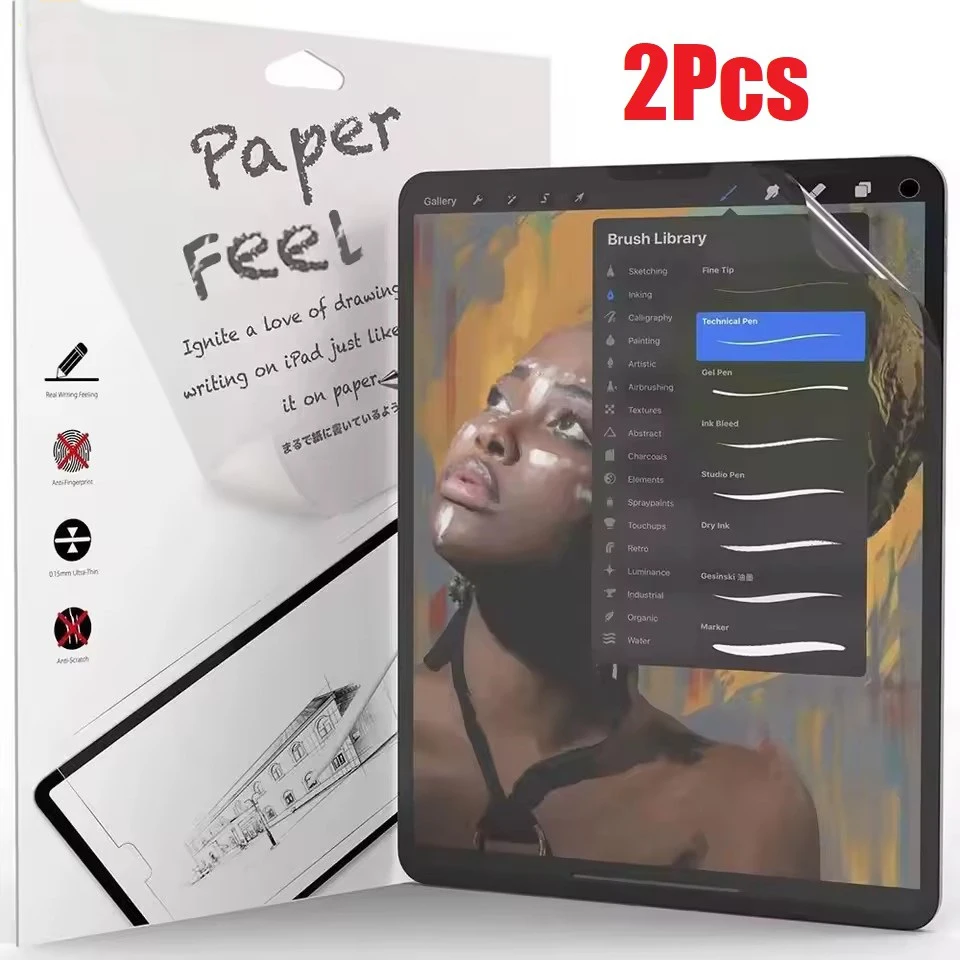 

2Pcs Paper Film Feel Screen Protector For iPad 9.7 Air 2 3 10.5 Air 4 5 10.9 Pro 11 12.9 10.2 10 9th 8 7th Gen Mini 1 4 5 6