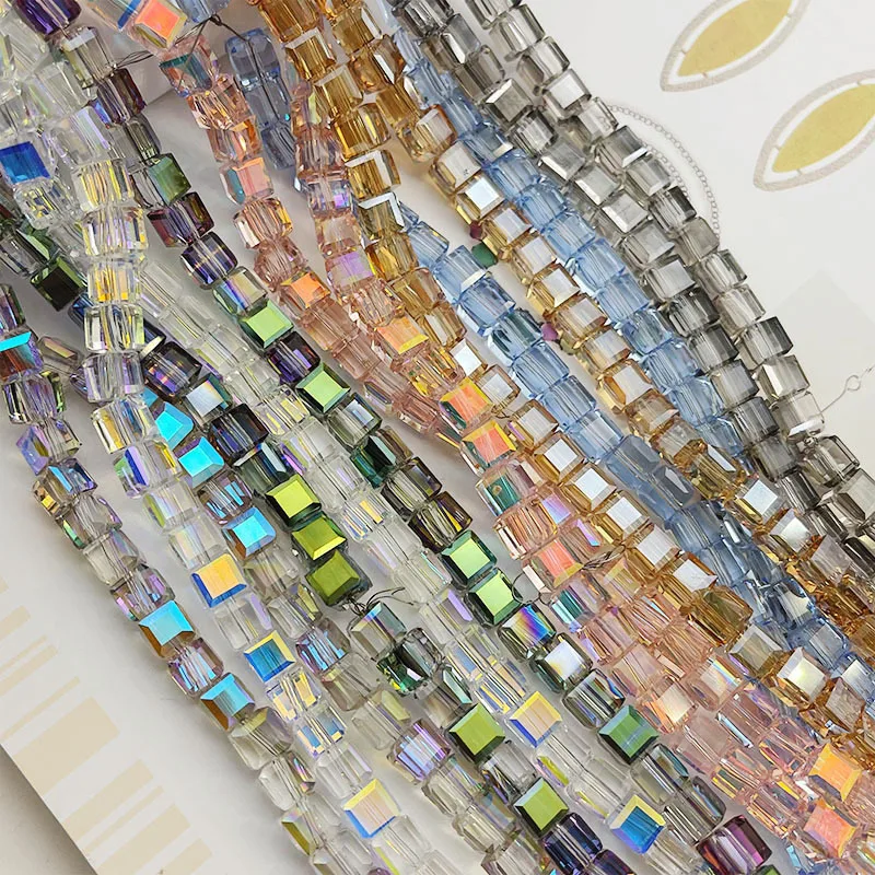 20pcs 8mm Square Crystal AB Colour Glass Beads Loose Spacer Beads DIY Candy Cube Austrian Crystal Jewelry Bracelets Accessories