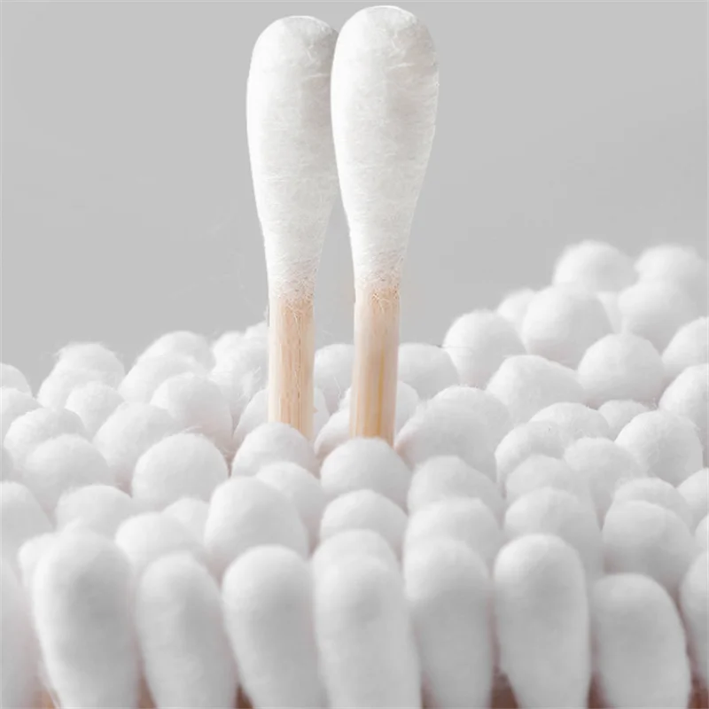 200本入り使い捨て両端綿棒 家庭用メイク落とし 耳かき 衛生クリーニング綿棒 丸型ヘッド