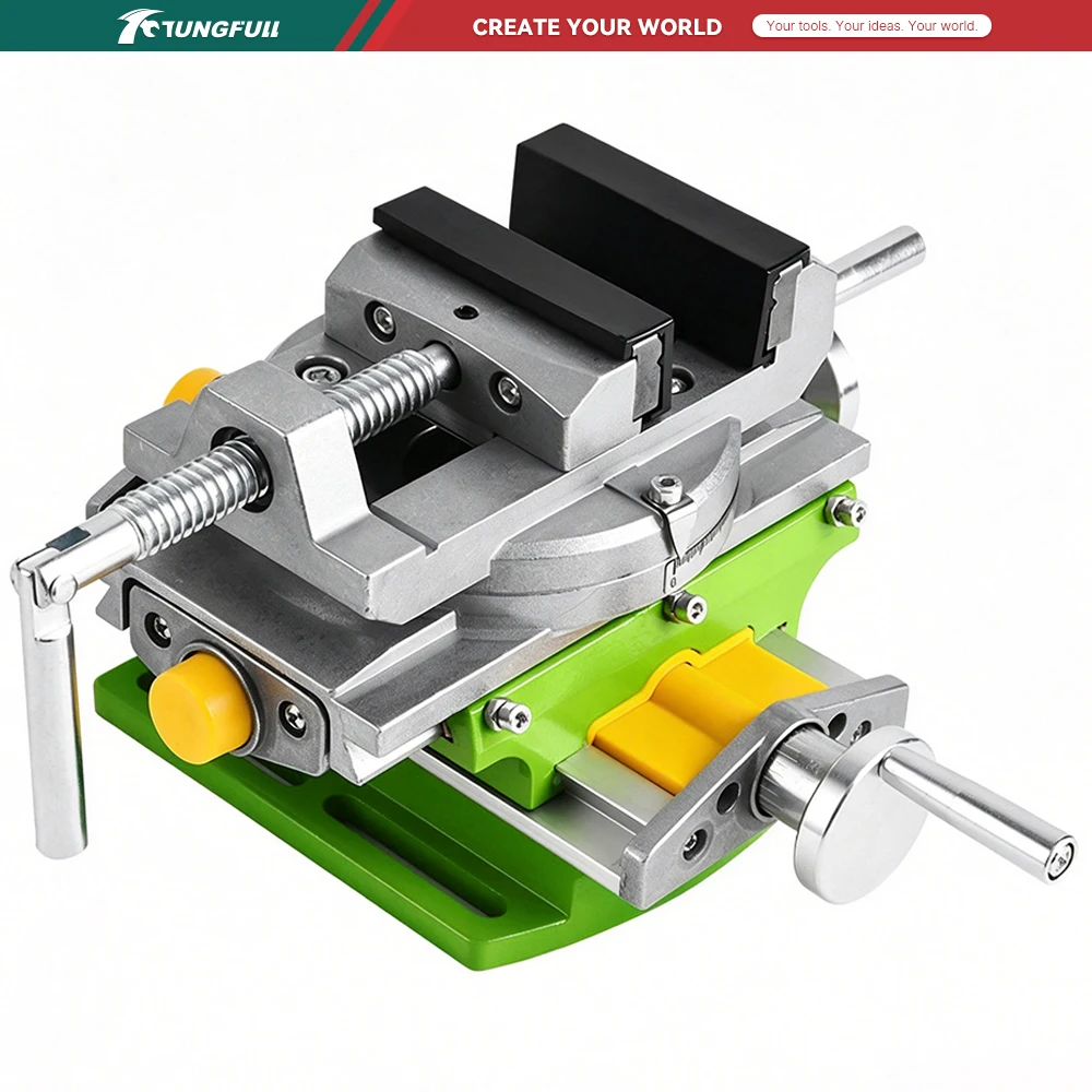 3 Inch Cross Slide Vise 2-in-1 Milling & Drilling Precision Vise with Swivel Base Table Aluminium Alloy Compound Worktable BG-63