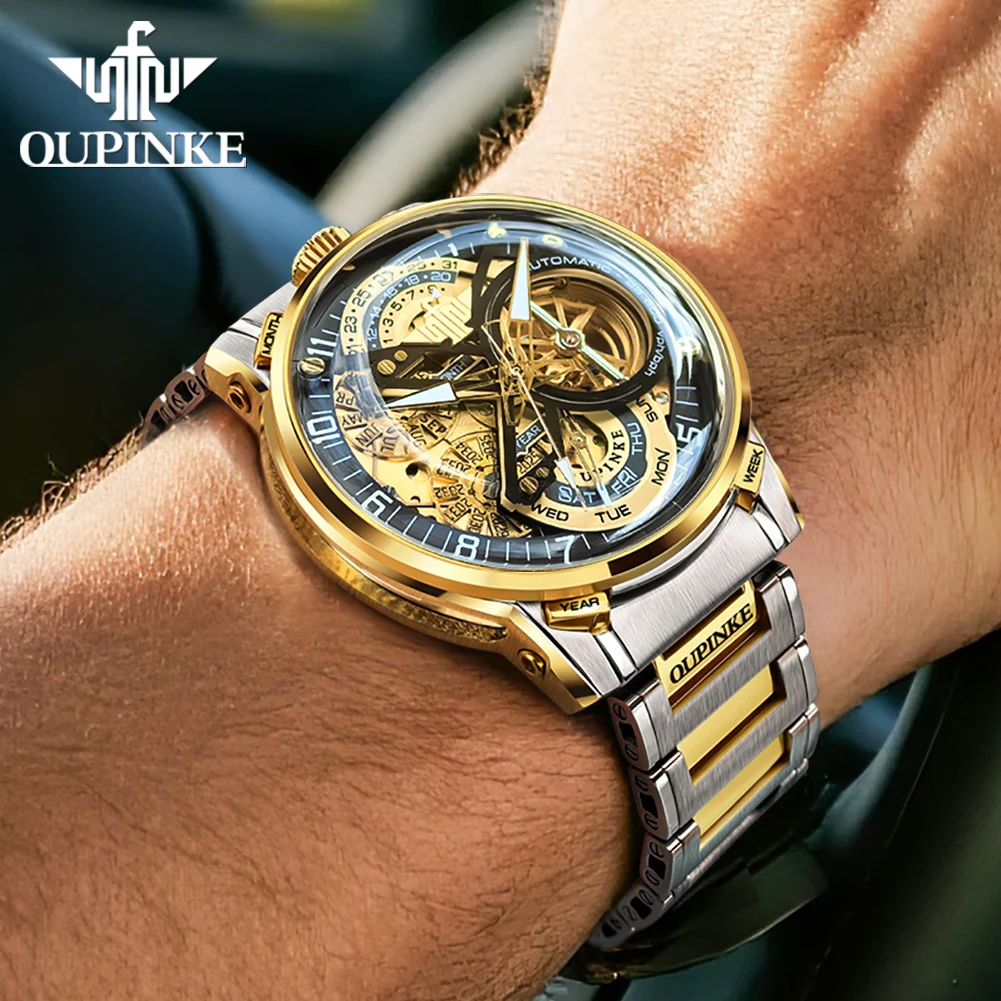 OUPINKE Men Watch Hollow Luxury Automatic Mechanical Watch Brand High end Gift Watch Italian Designer Co designed Men Watch 3278